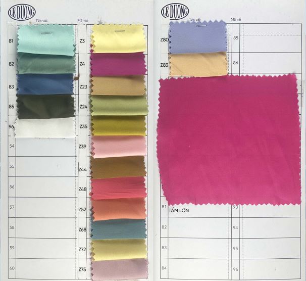 Các màu vải latin - Vải Lê Dương  - Công Ty TNHH Sản Xuất Thương Mại Dệt May Lê Dương